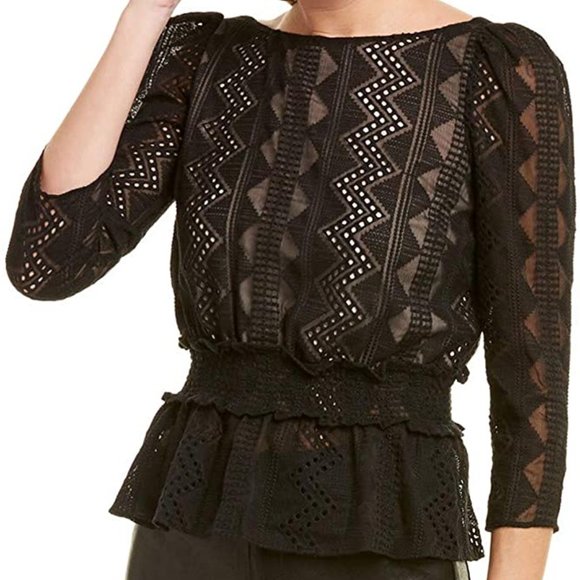 Rachel Zoe Tops - Rachel Zoe Peri Boat Neck Blouse Top in Black